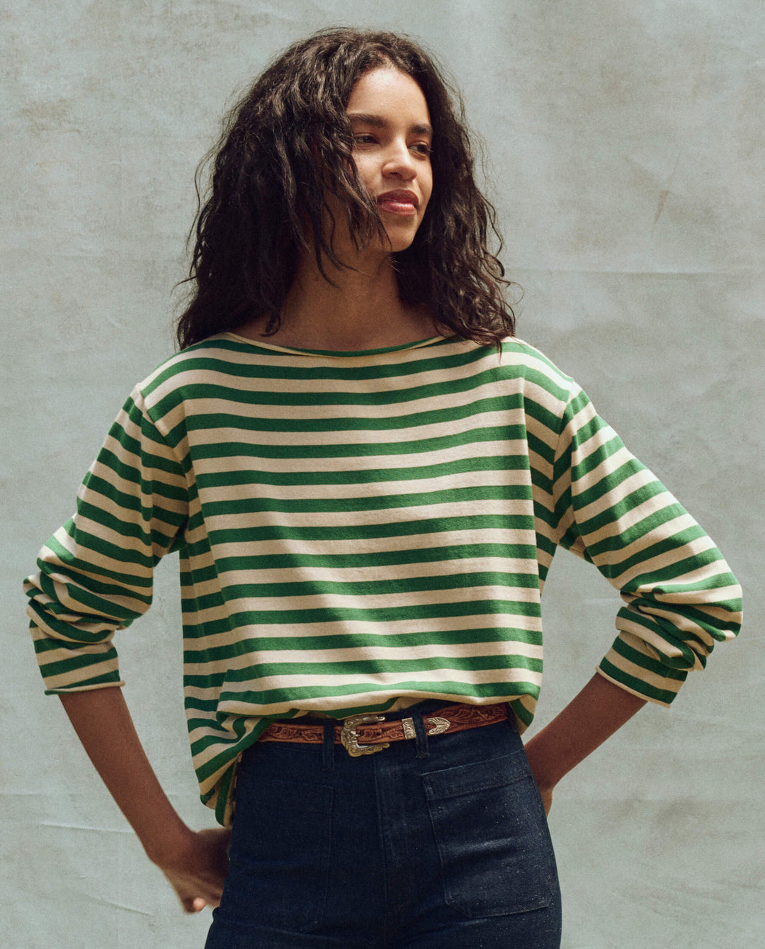 The Great Sailor Sweater in Dill Stripe