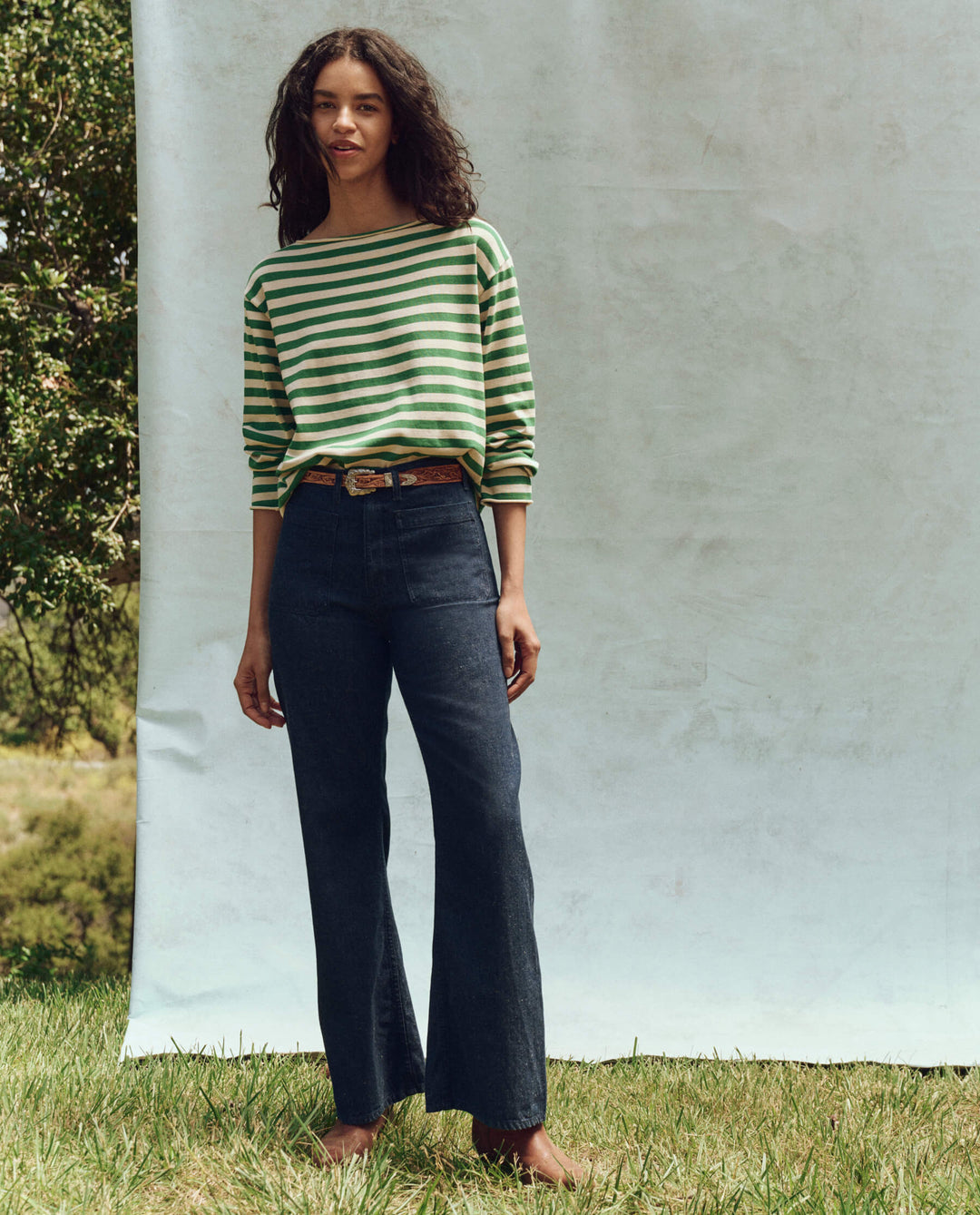 The Great Sailor Sweater in Dill Stripe