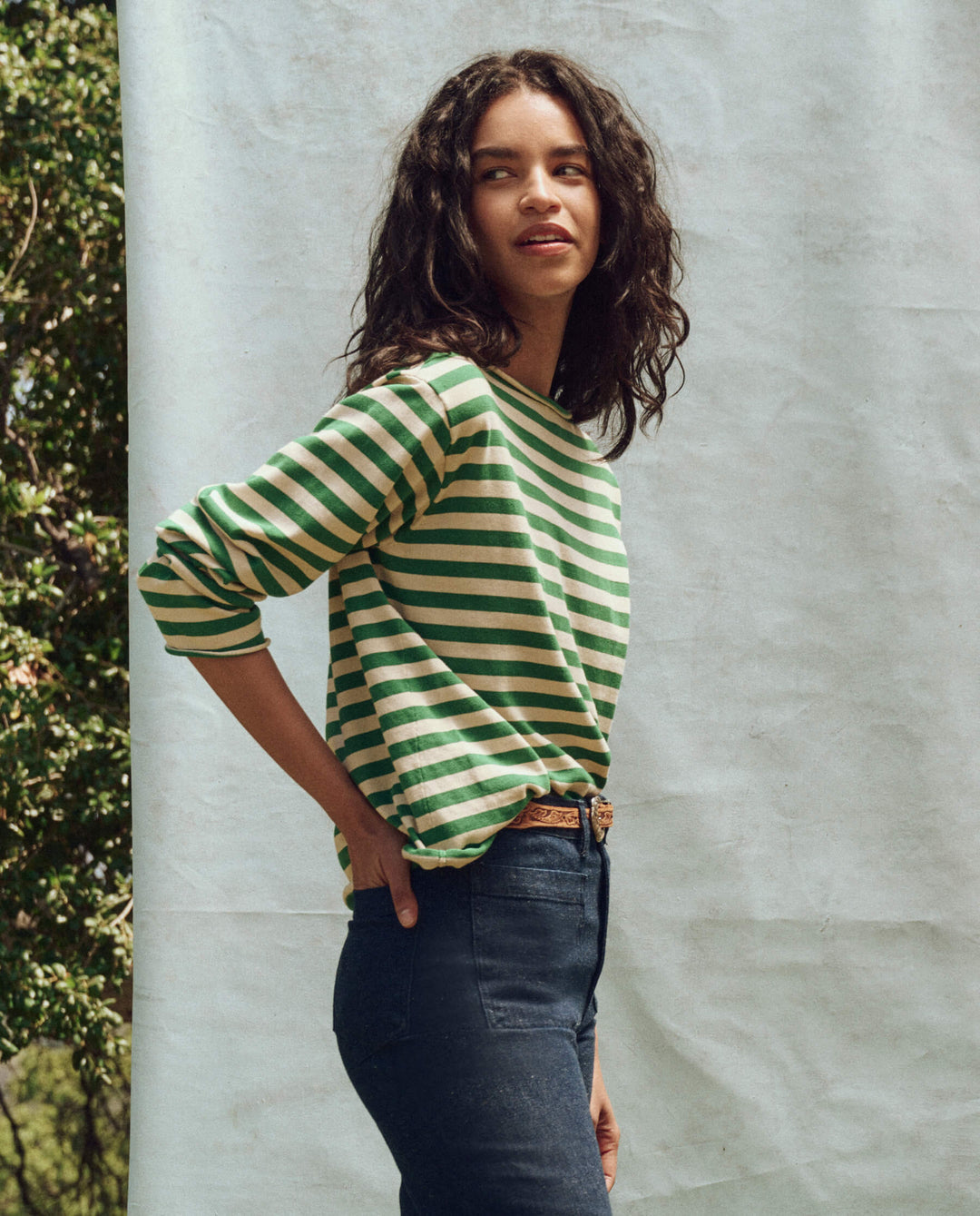 The Great Sailor Sweater in Dill Stripe