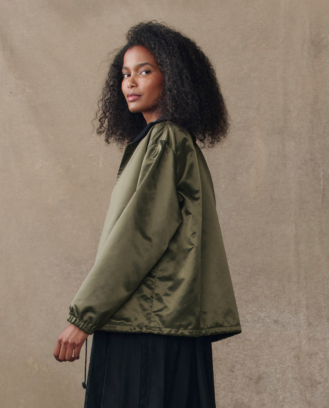 The Great Coach's Satin Jacket in Bright Army
