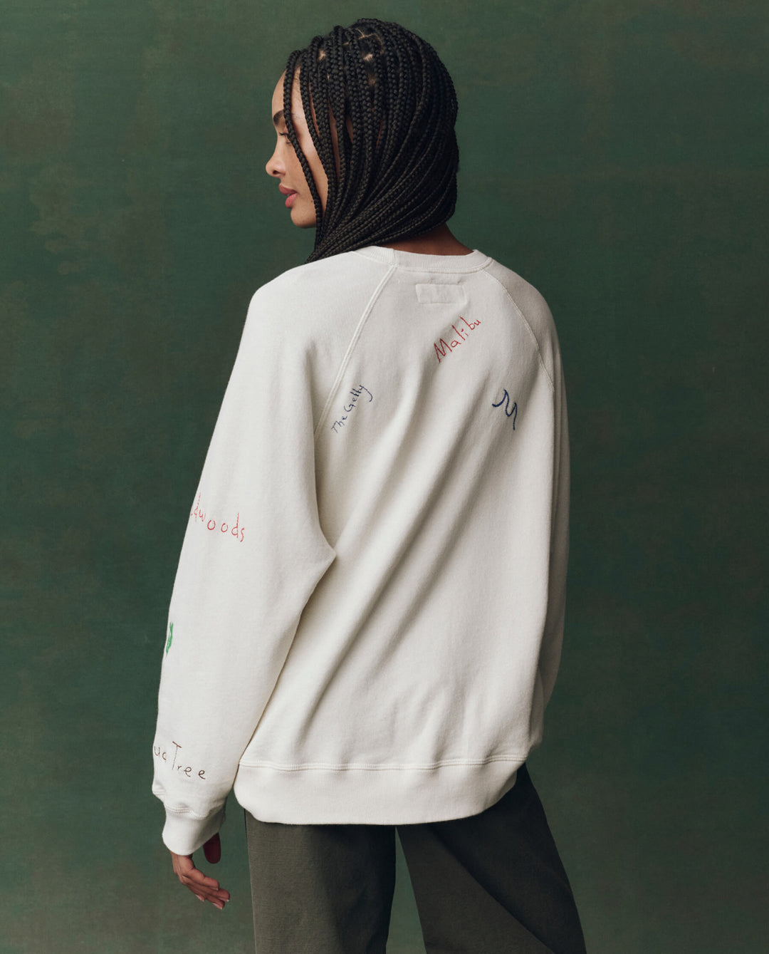 The Great Slouch Sweatshirt in Washed White with Golden State Embroidery