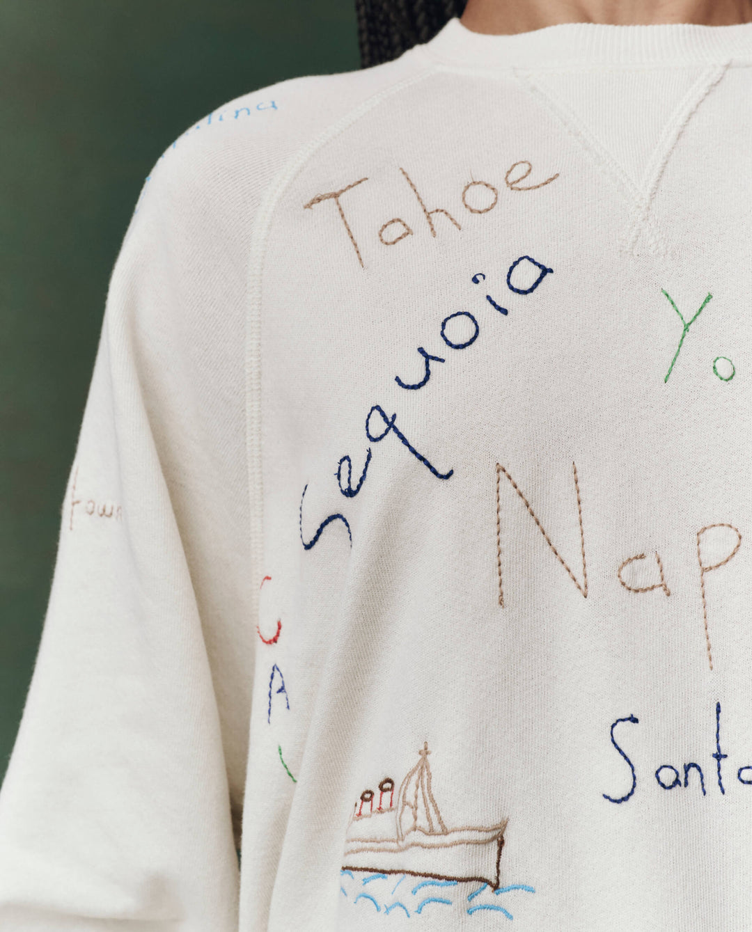 The Great Slouch Sweatshirt in Washed White with Golden State Embroidery