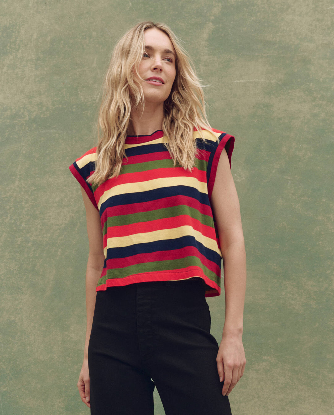 The Great Square Tee in Playa Stripe