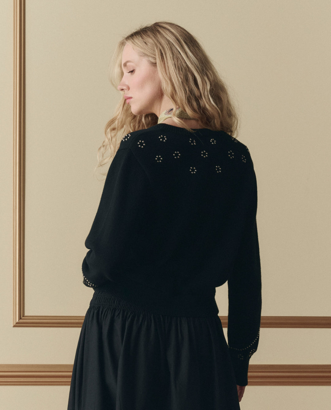 The Great Studded Cardigan in Black