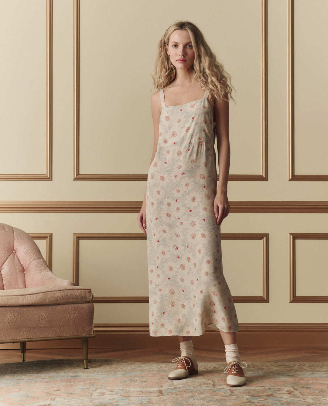 The Great Sunroom Slip Dress in Champagne Scattered Bloom