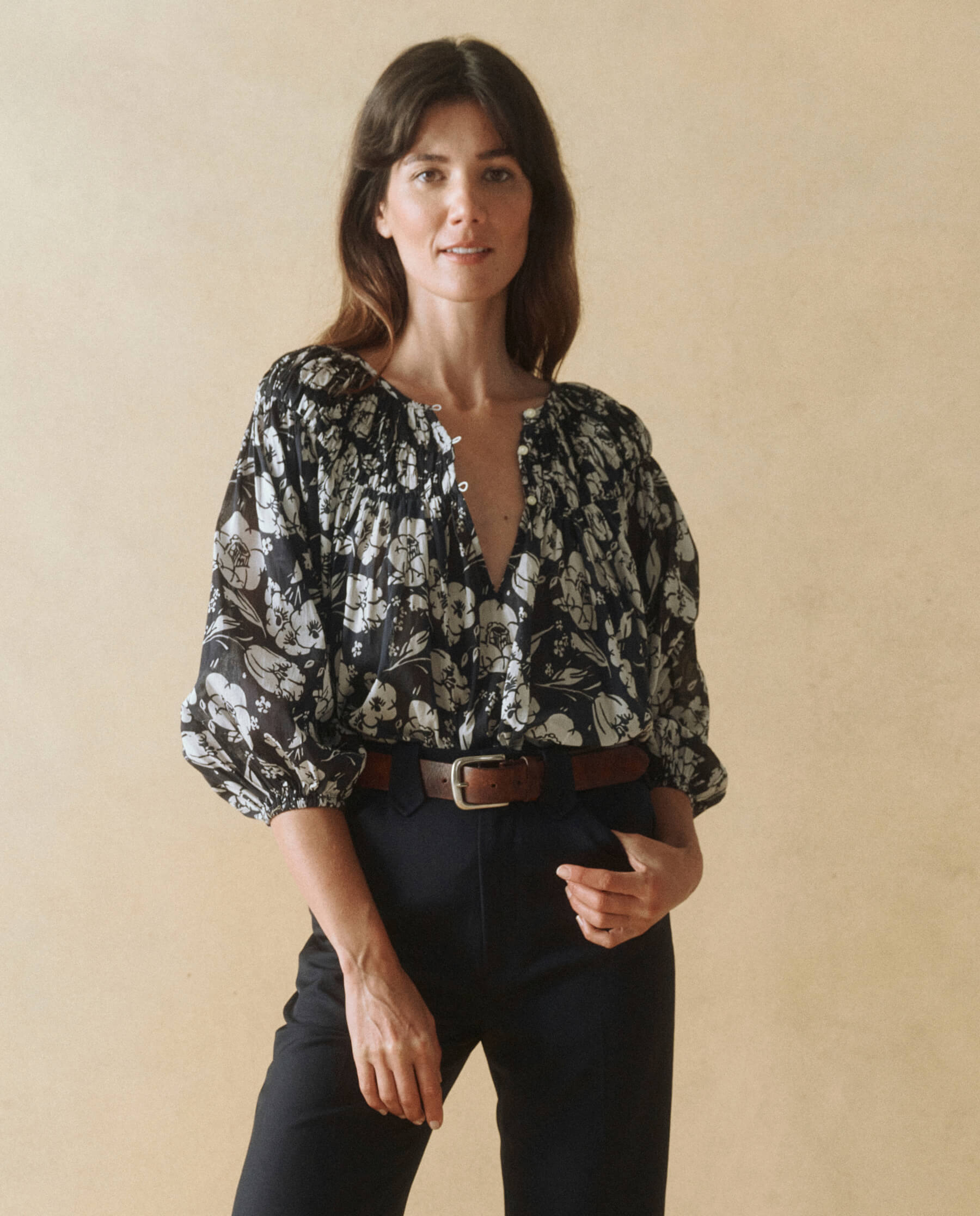 The Great Swift Top in Navy Whisper Floral