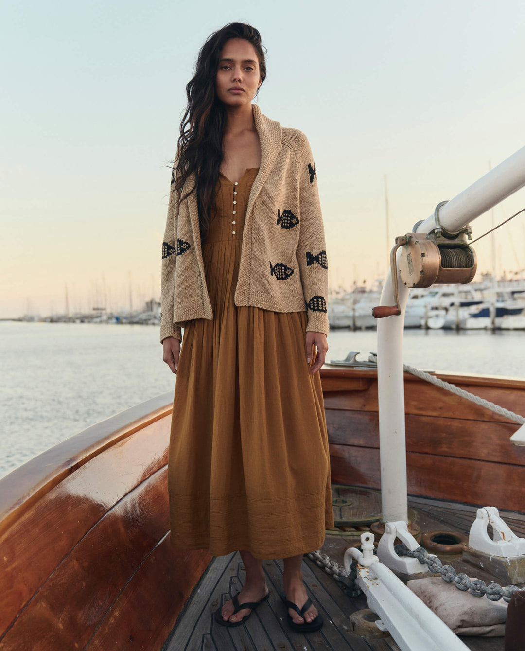 The Great Swimming Fish Cardigan in Natural