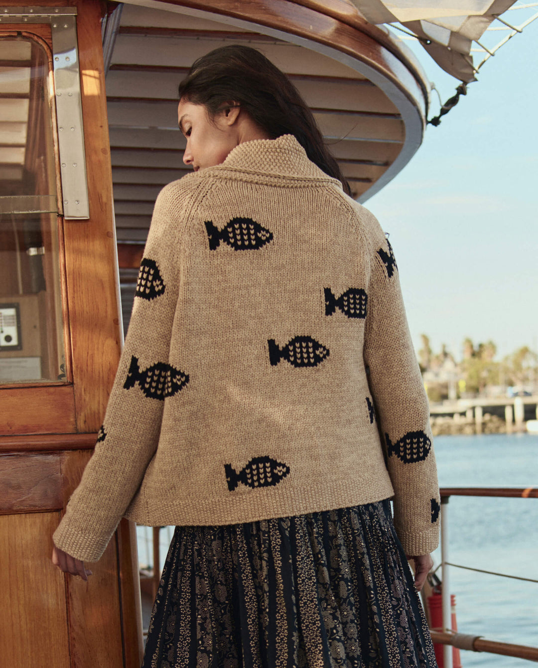 The Great Swimming Fish Cardigan in Natural