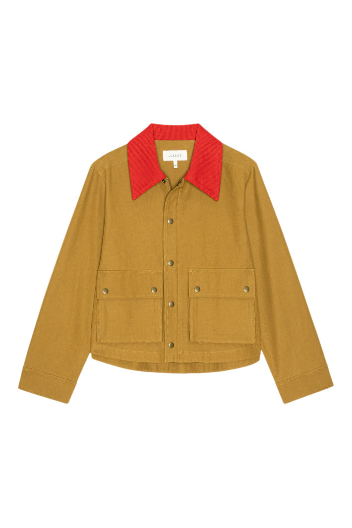The Great Swingy Jacket in Rust with Bright Red
