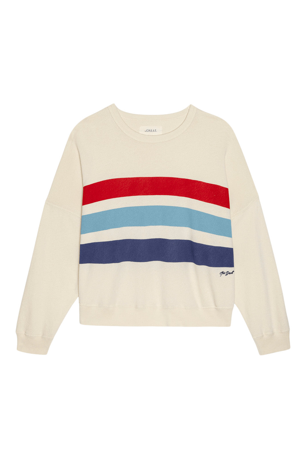 The Great Teammate Sweatshirt w/ Saltwater Stripe in Washed White
