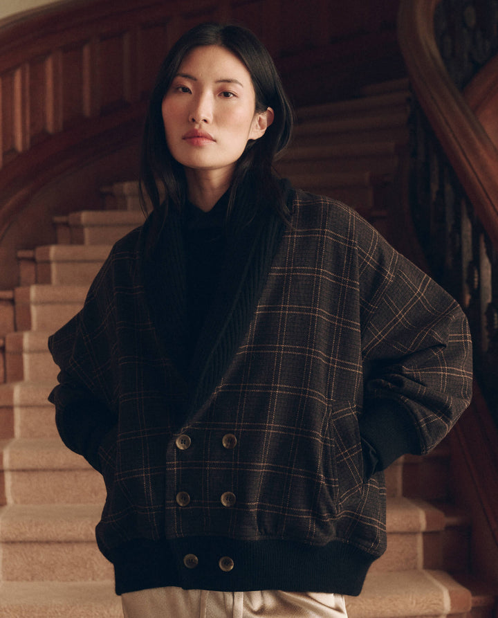 The Great The Double Breasted Shawl Collar Coat in Estate Plaid