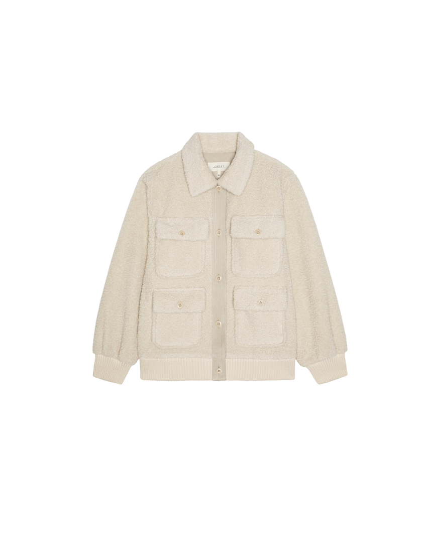 The Great The Patch Pocket Plush Jacket in Cream