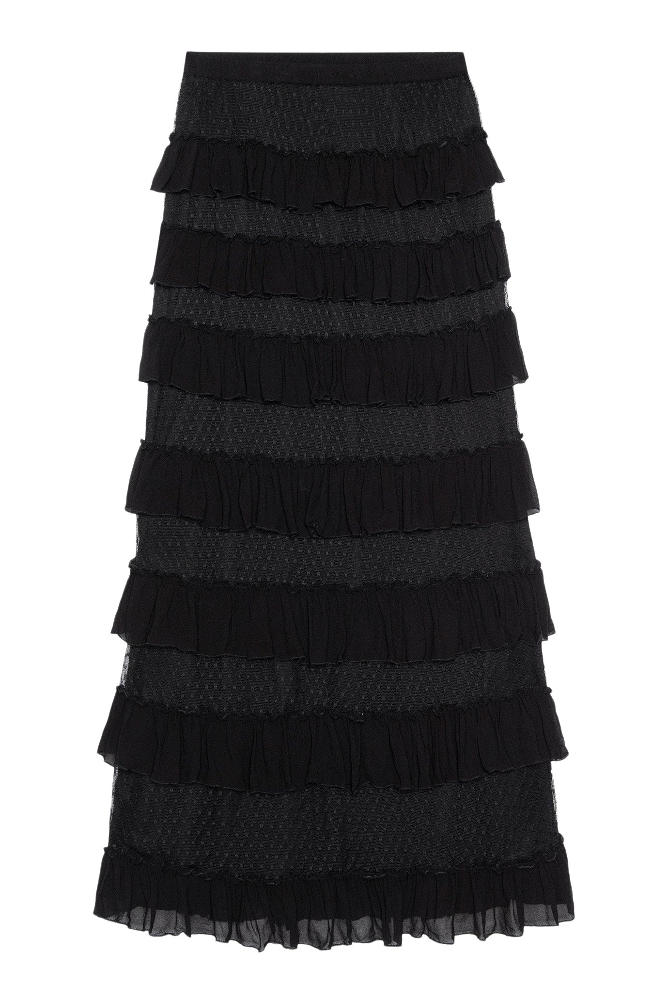 The Great Winter Mesh Flounce Skirt in Black