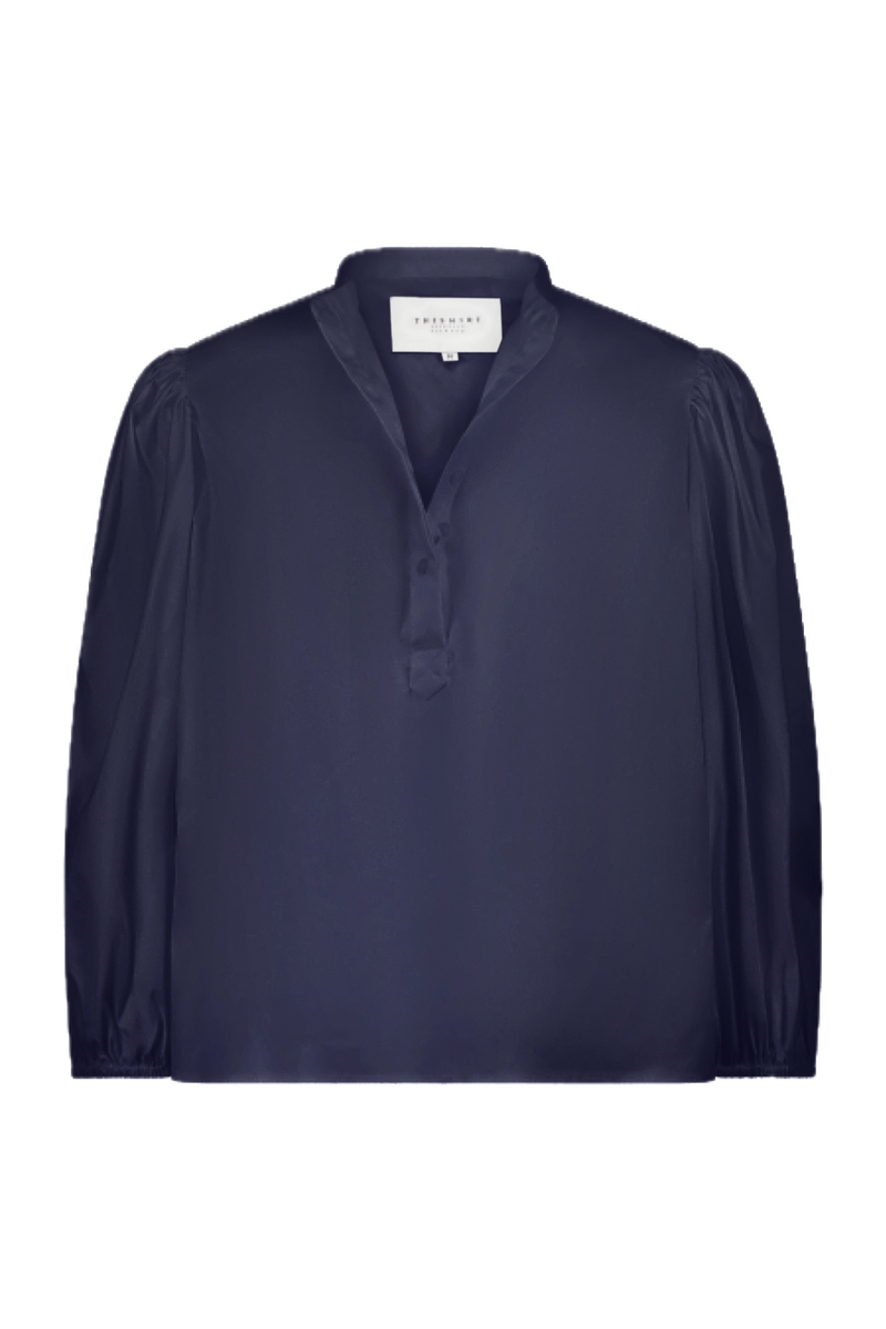 メルトザレディ  balloon garter shirt blouse The Shirt By Rochelle Beh Balloon Sleeve Shirt in Navy