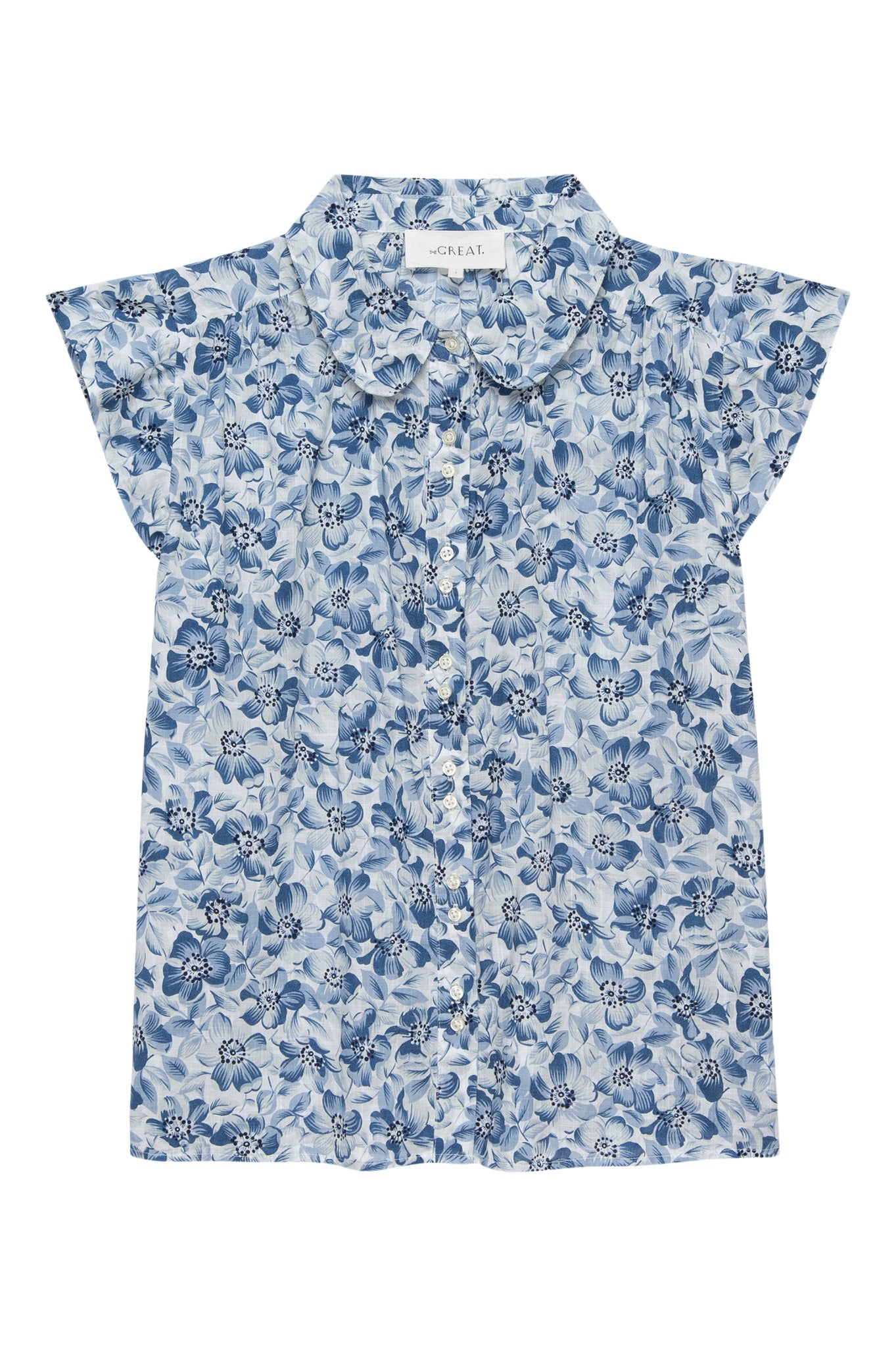 The Great Wren Top in Light Sky Pressed Floral Print