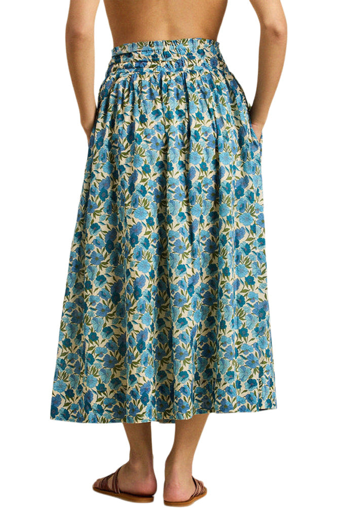 Trovata Birds of Paradis Bianca Skirt in Cielo Floral