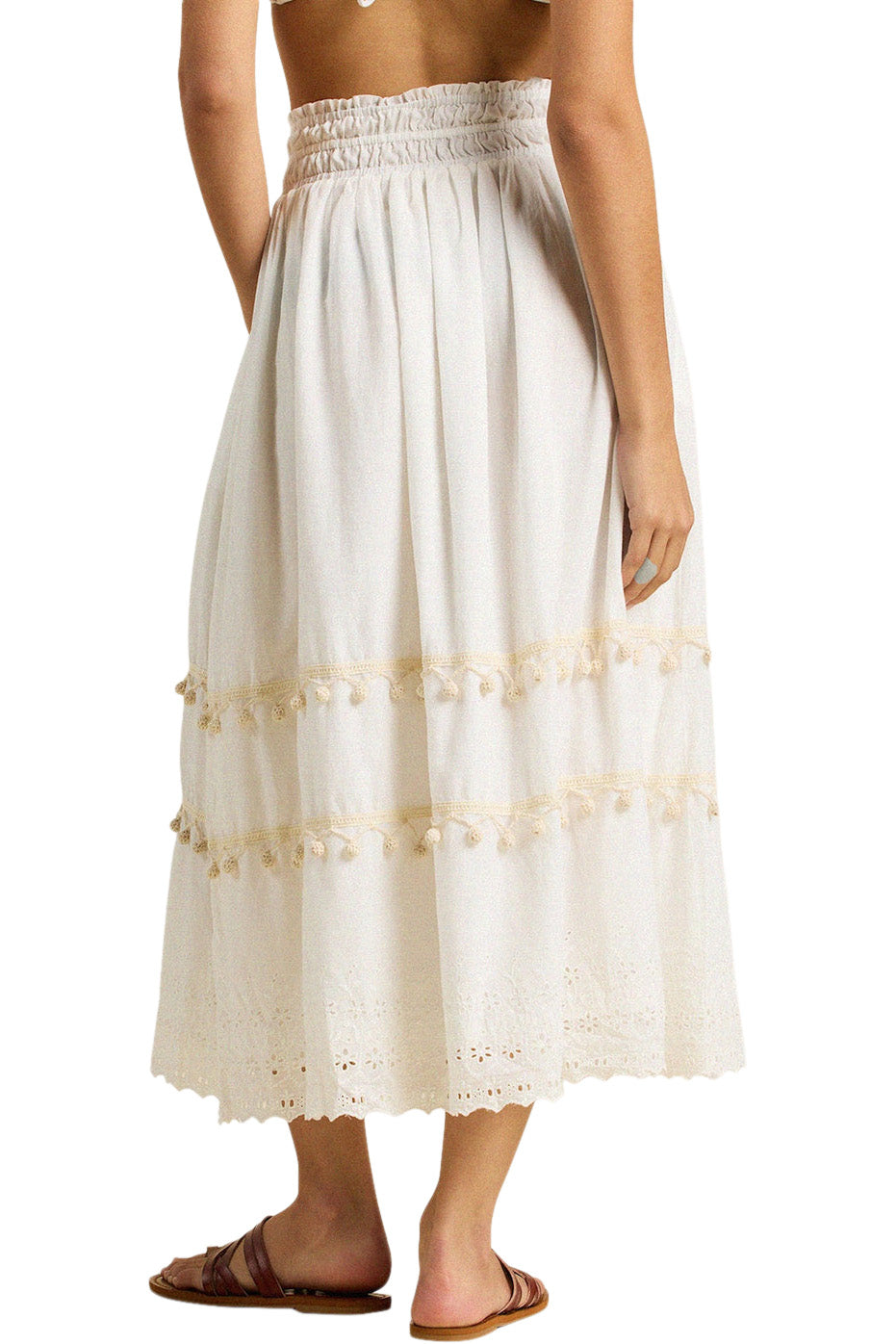 Trovata Birds of Paradis Bianca Skirt in White Eyelet
