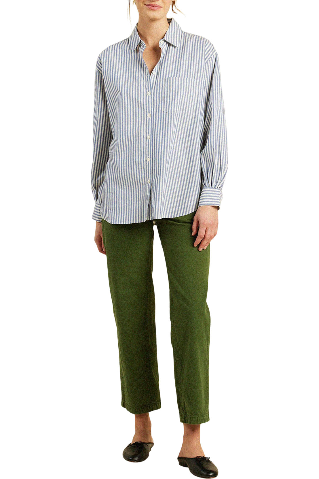 Trovata Birds of Paradis Blake Oversized Shirt in Navy Stripe