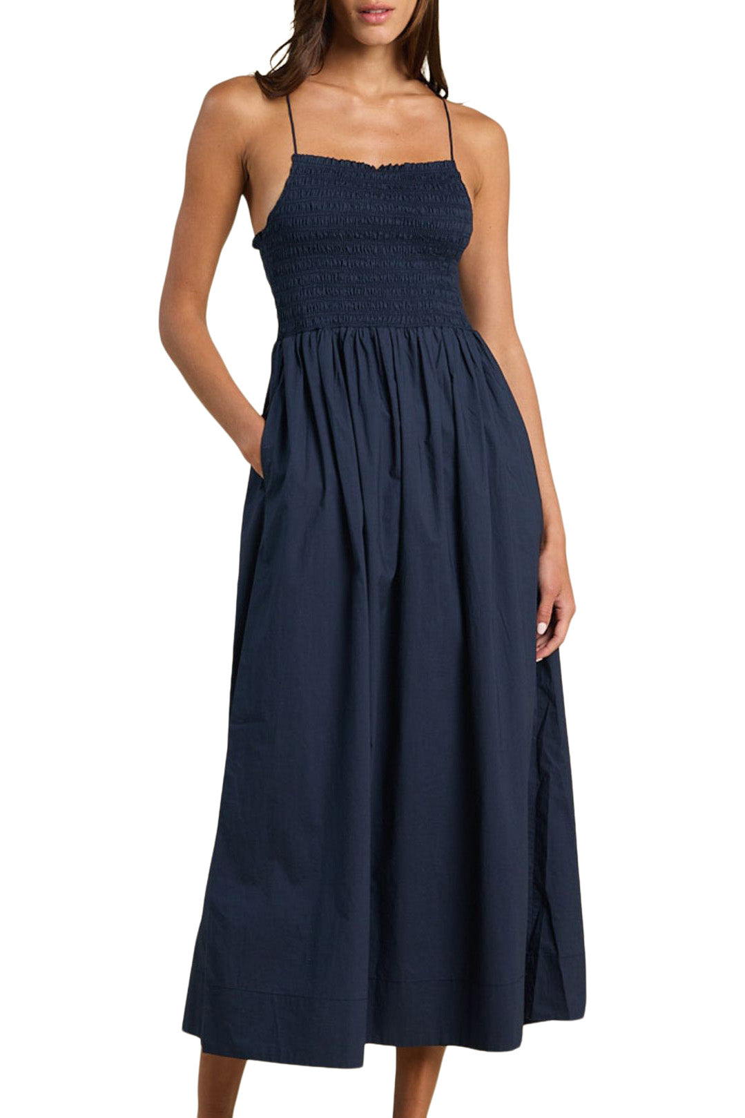 Trovata Birds of Paradis Carmen Dress in Navy