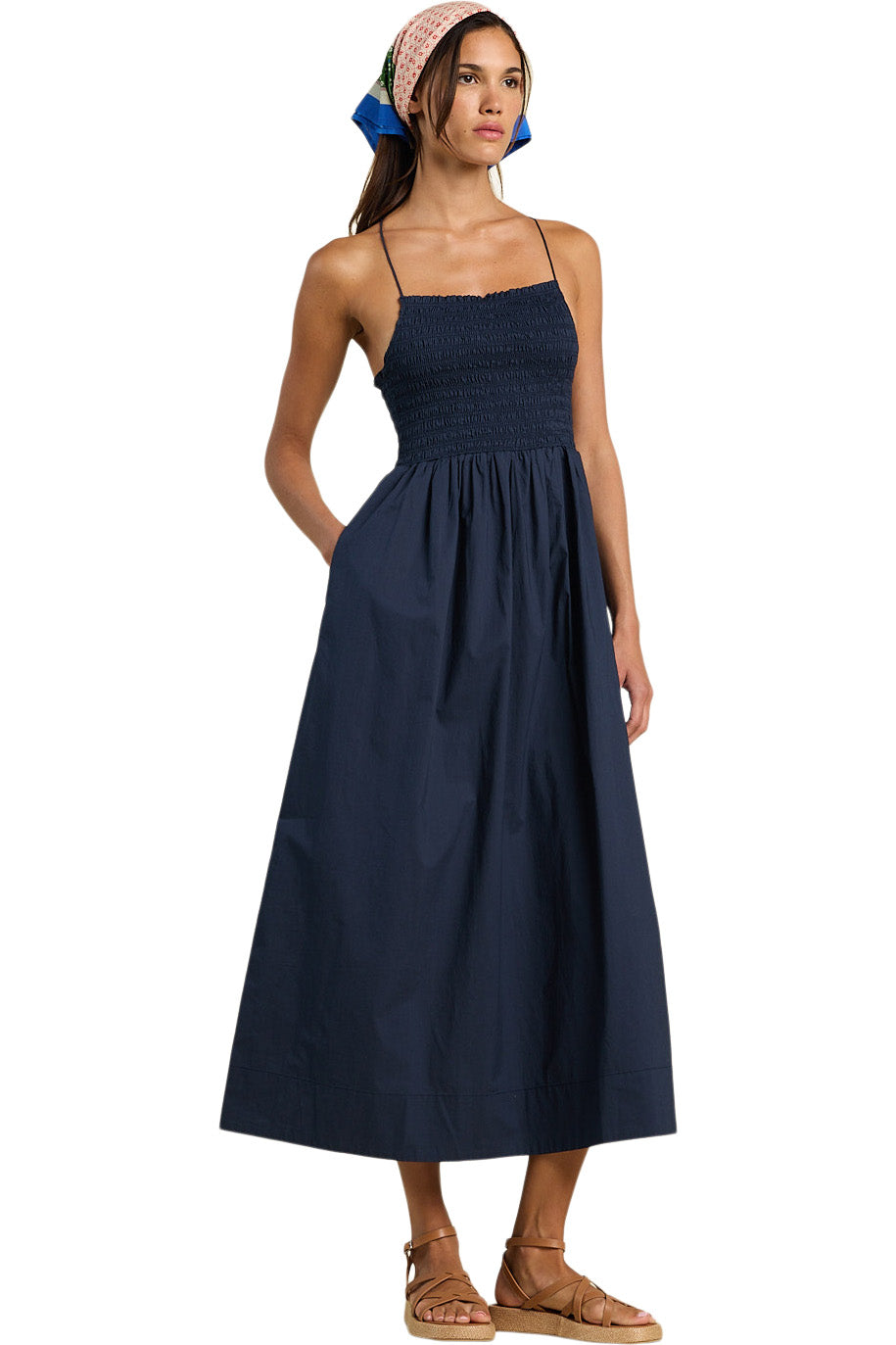 Trovata Birds of Paradis Carmen Dress in Navy