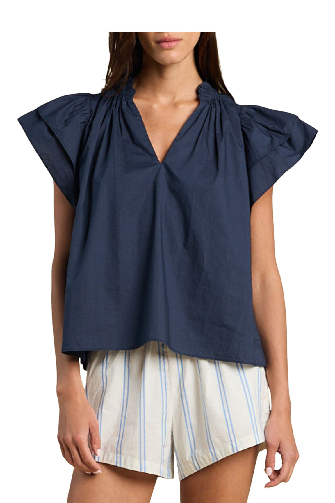 Trovata Birds of Paradis Clover Blouse in Navy