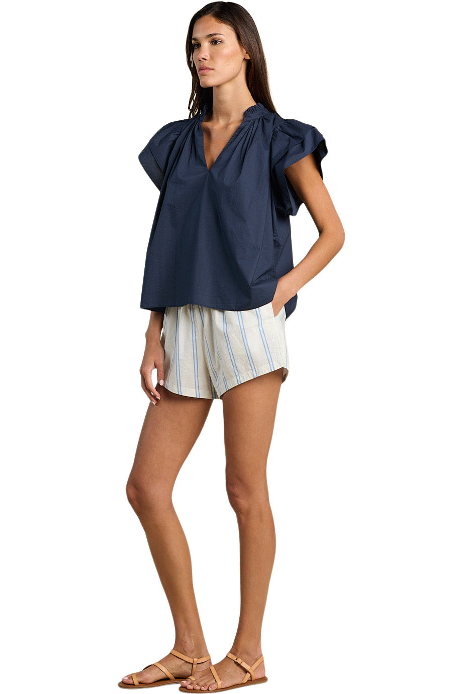 Trovata Birds of Paradis Clover Blouse in Navy