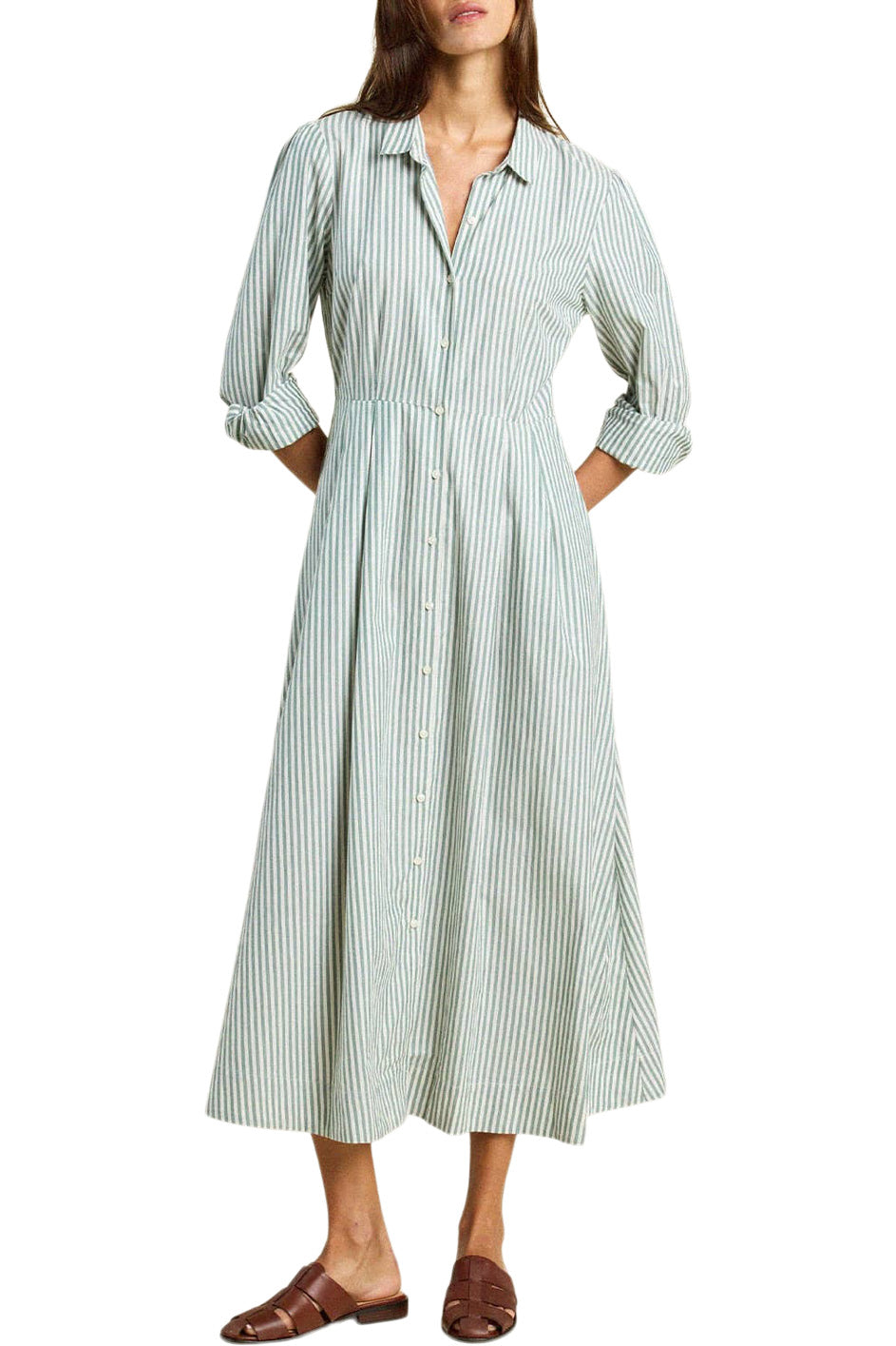 Trovata Birds of Paradis Emmelie Dress in Green Stripe