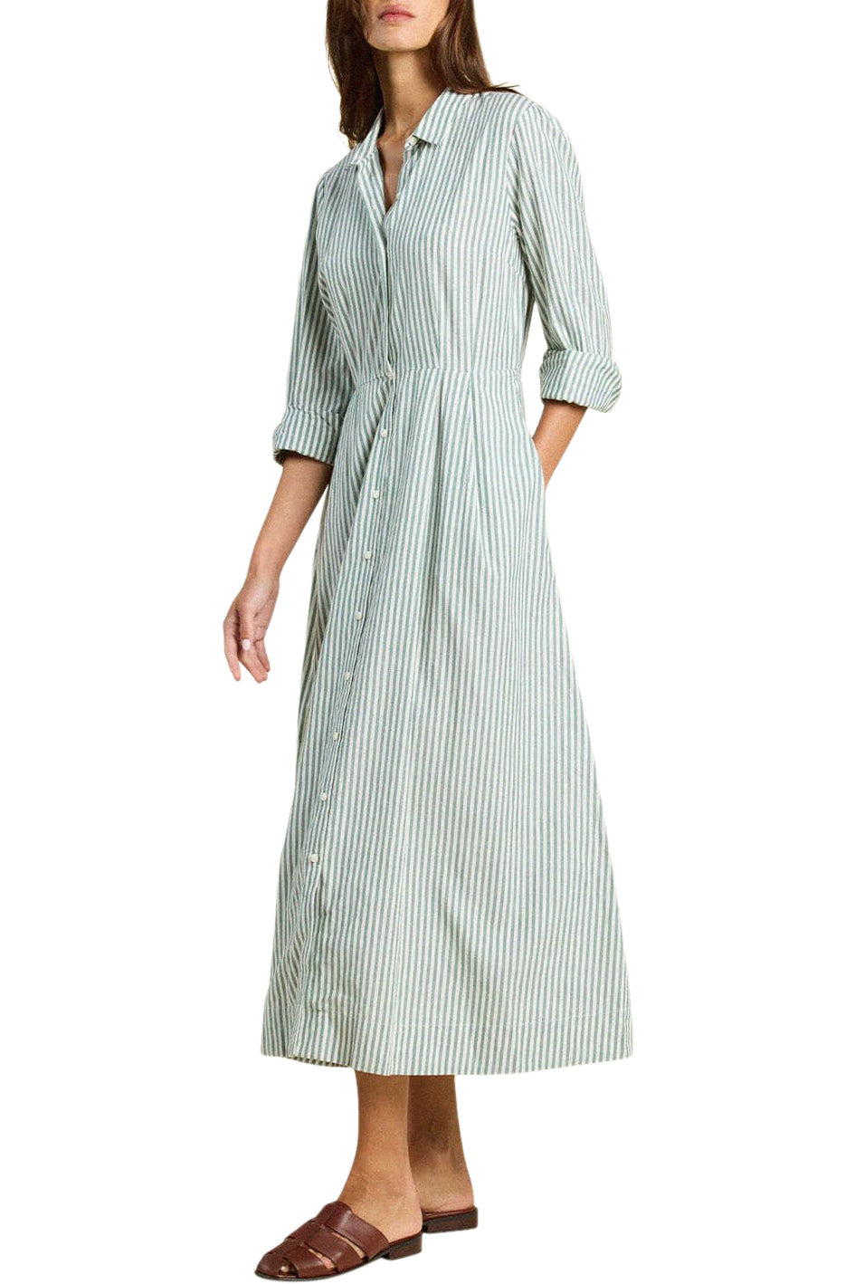 Trovata Birds of Paradis Emmelie Dress in Green Stripe
