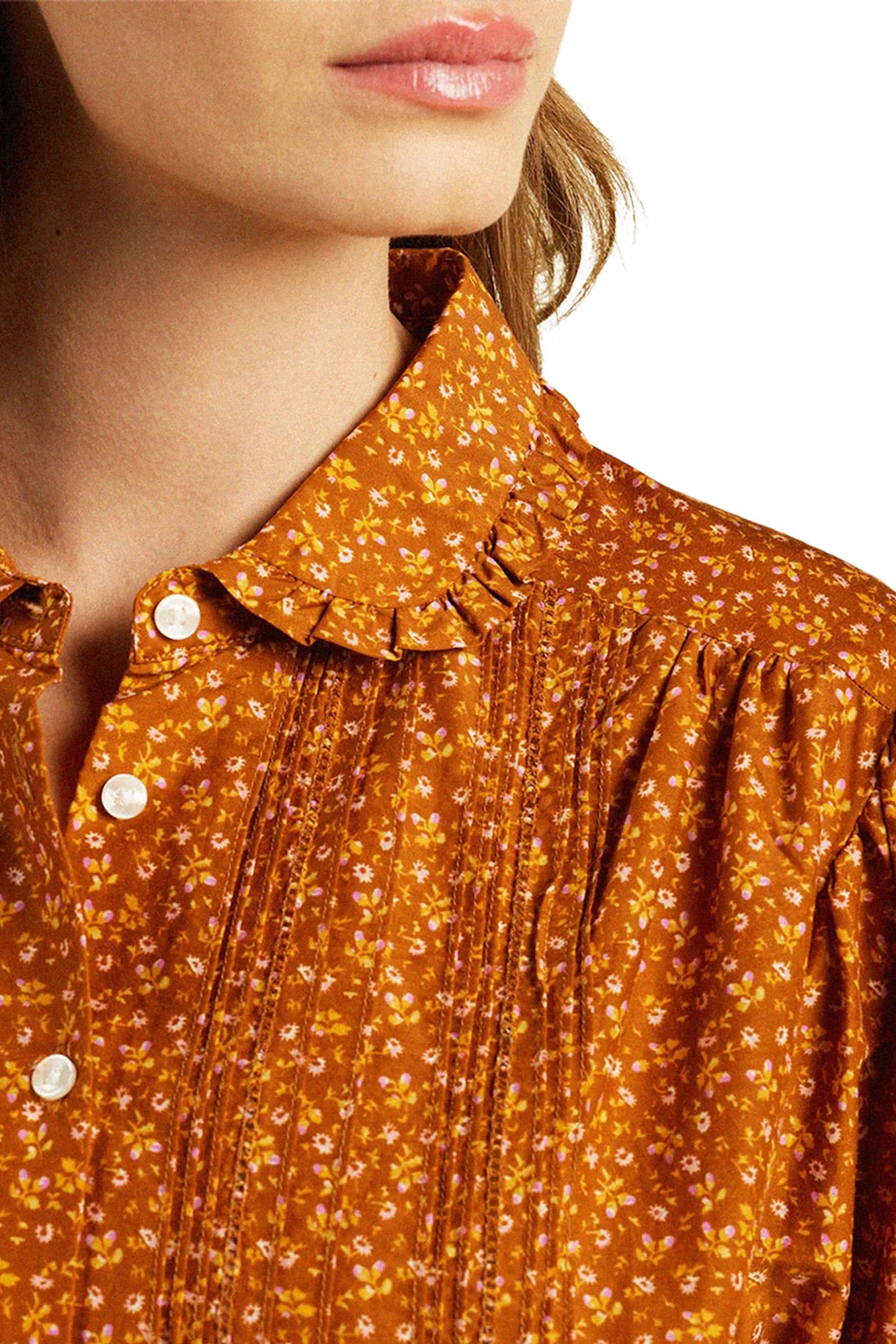 Trovata Birds of Paradis Gemma Blouse in Pecan Ditsy