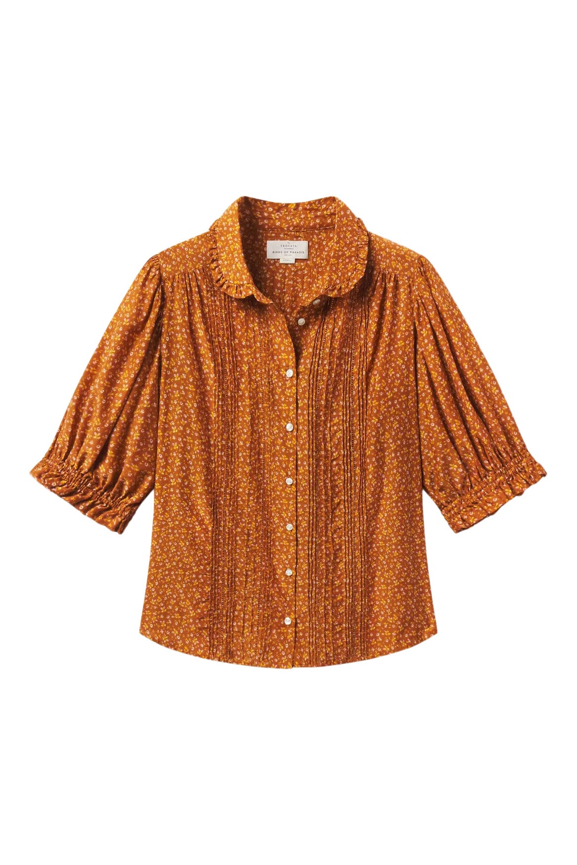 Trovata Birds of Paradis Gemma Blouse in Pecan Ditsy