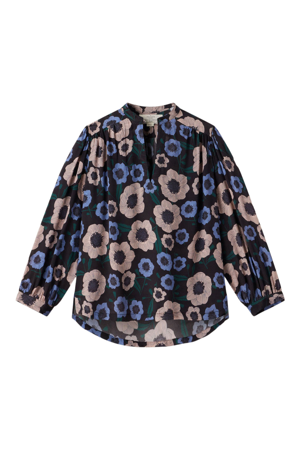 Trovata Birds of Paradise Bailey Blouse in Navy Poppies