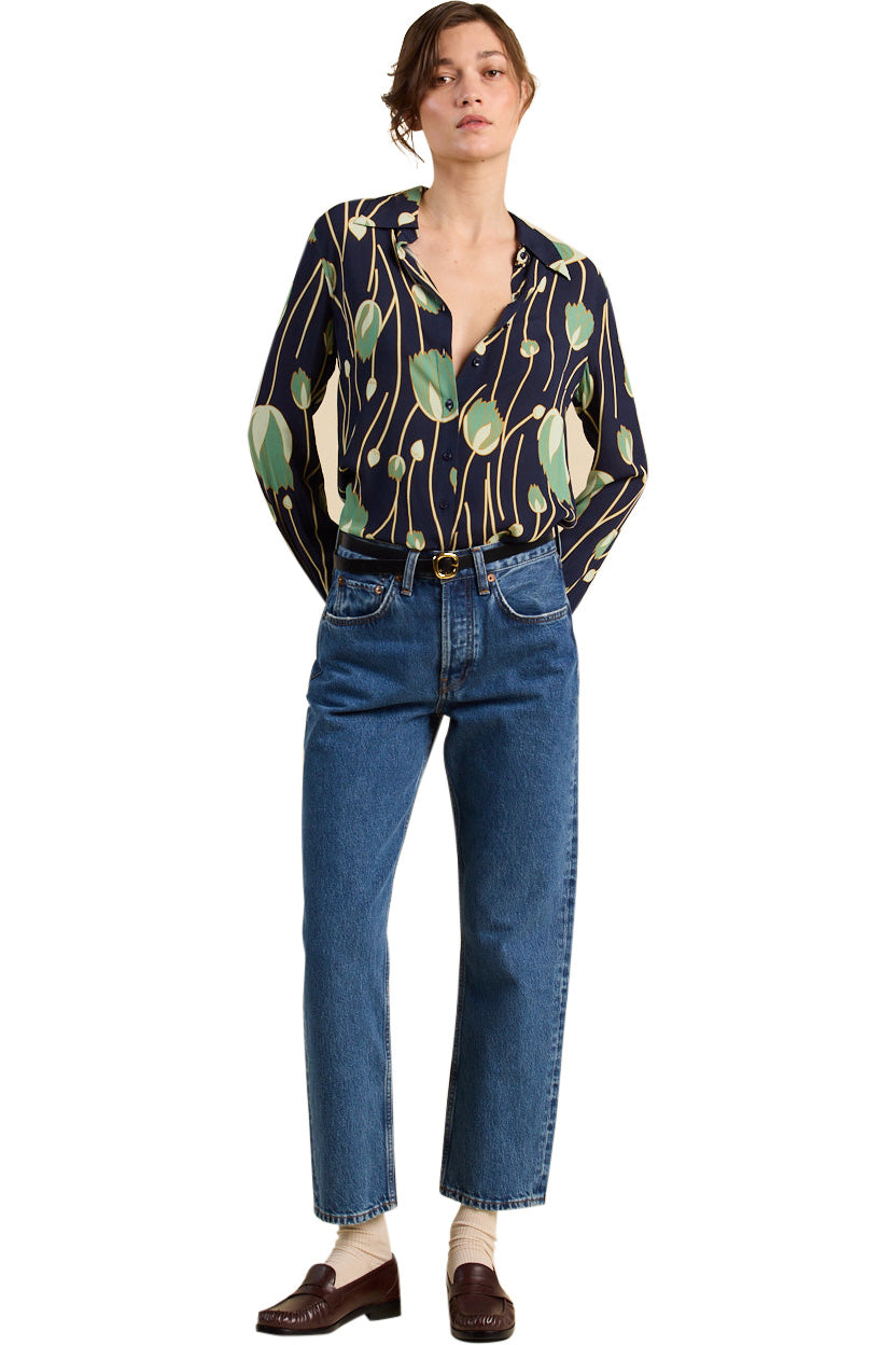 Trovata Birds of Paradis Jacquelin Shirt in Jade Tulip