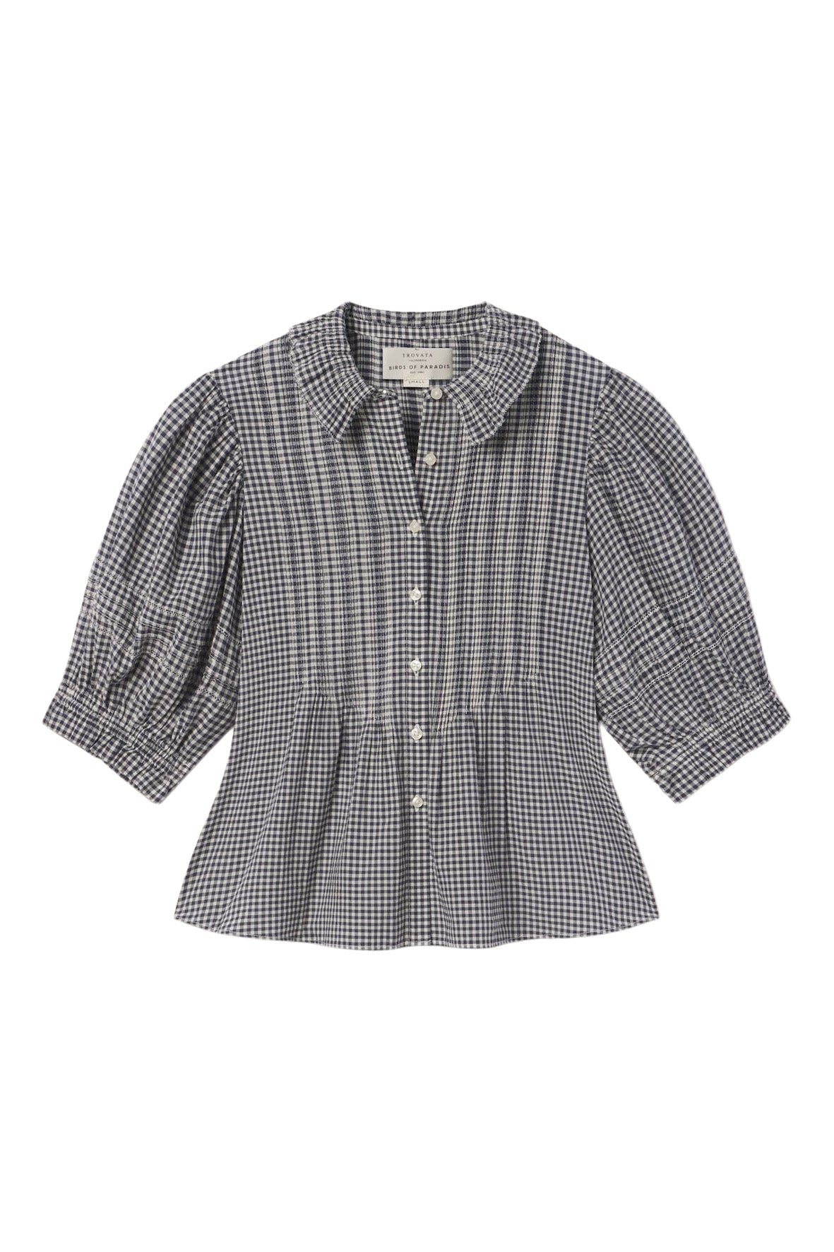 Trovata Birds of Paradis Jess Blouse in Inkwell Gingham