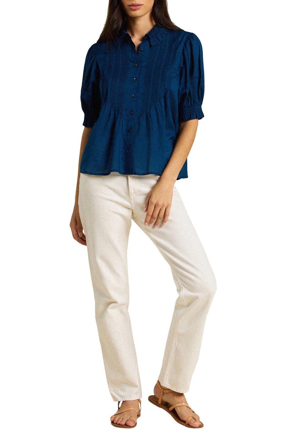 Trovata Birds of Paradis Jess Blouse in Laguna Navy