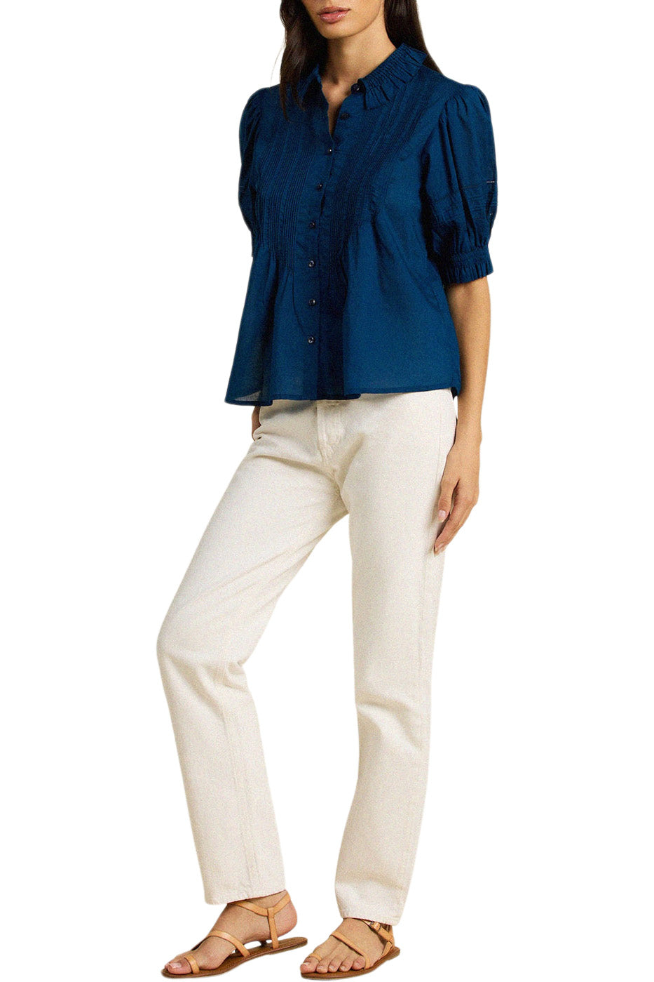 Trovata Birds of Paradis Jess Blouse in Laguna Navy