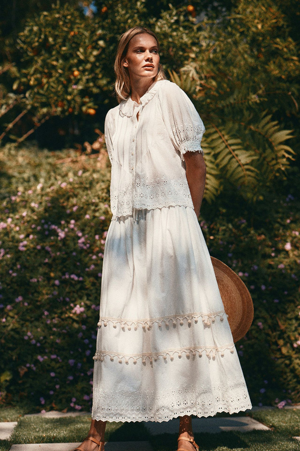 Trovata Birds of Paradis Jess Blouse in White Eyelet