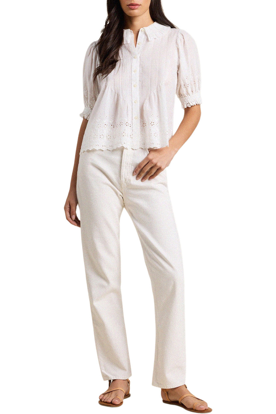 Trovata Birds of Paradis Jess Blouse in White Eyelet