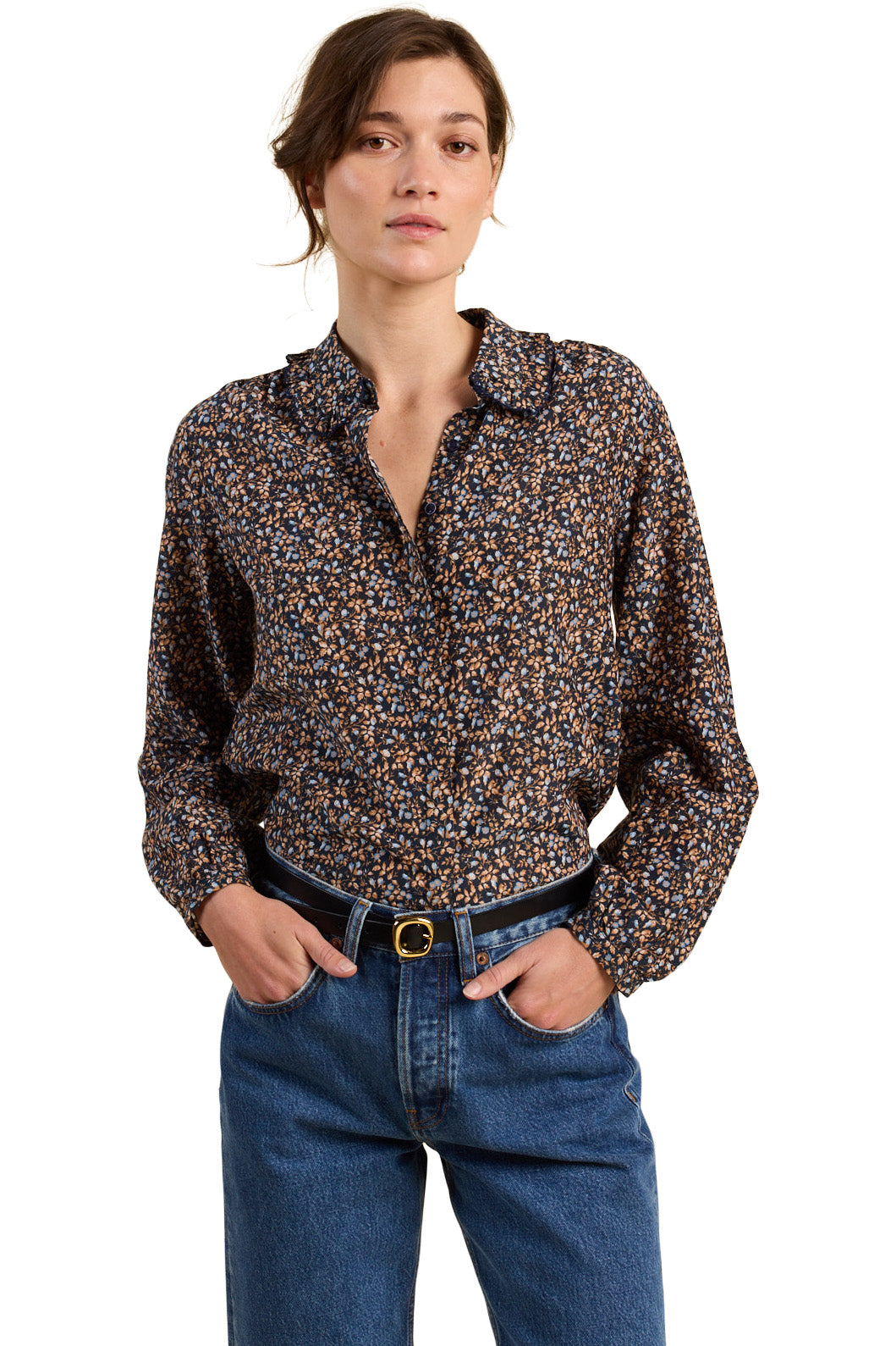 Trovata Birds of Paradis Kinsley Blouse in Nightshadow Ditsy