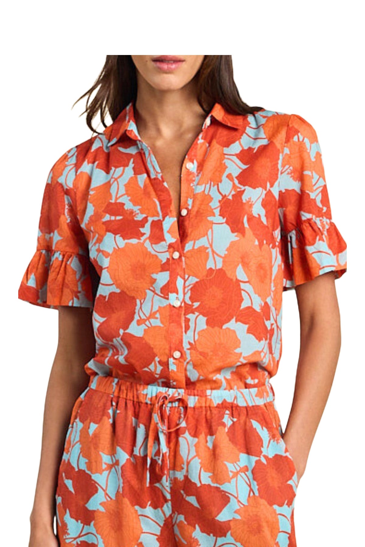 Trovata Birds of Paradis Lena Blouse in Shoreline Poppy