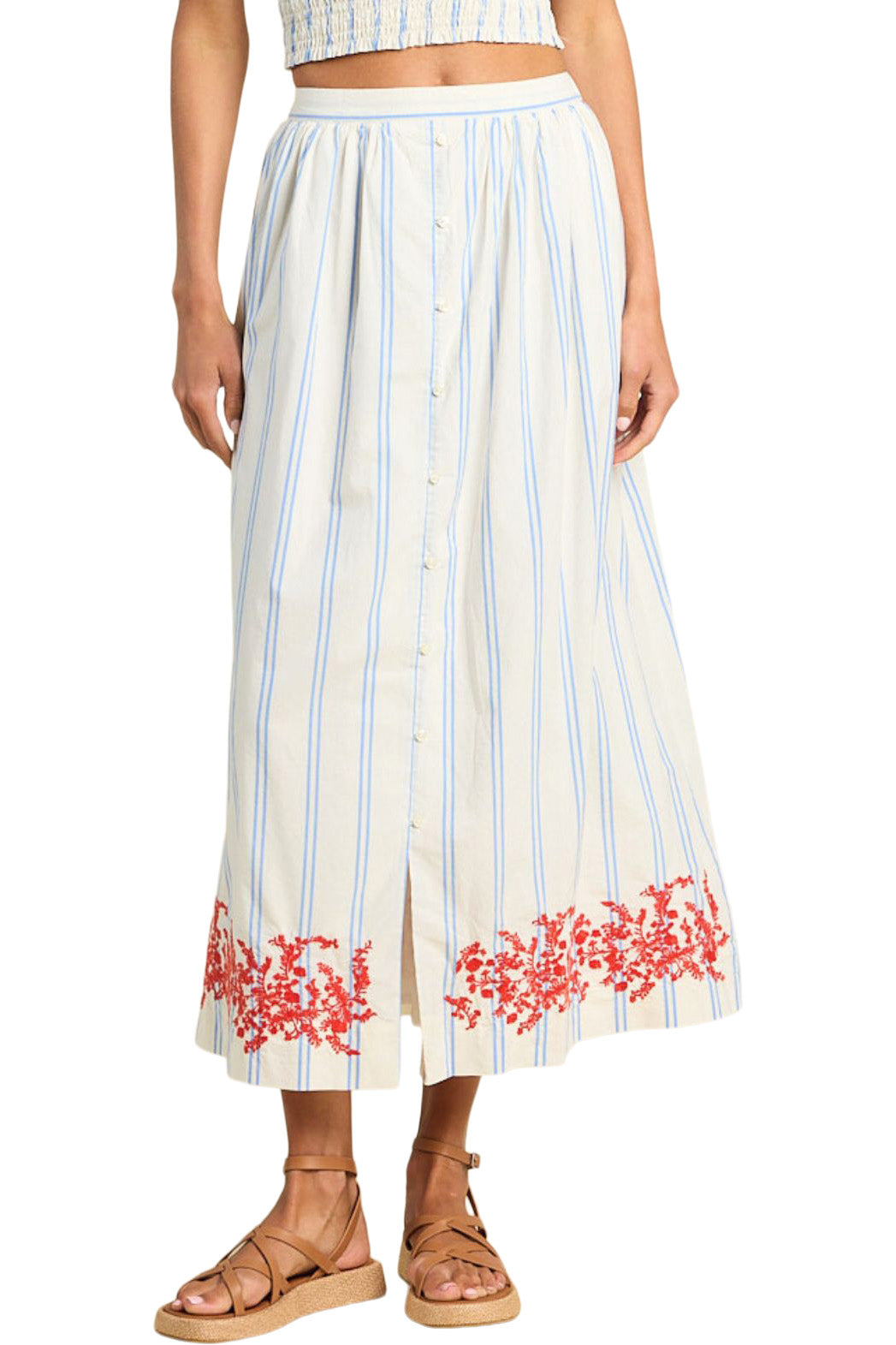 Trovata Birds of Paradis Lisette Skirt in Cerulean Stripe