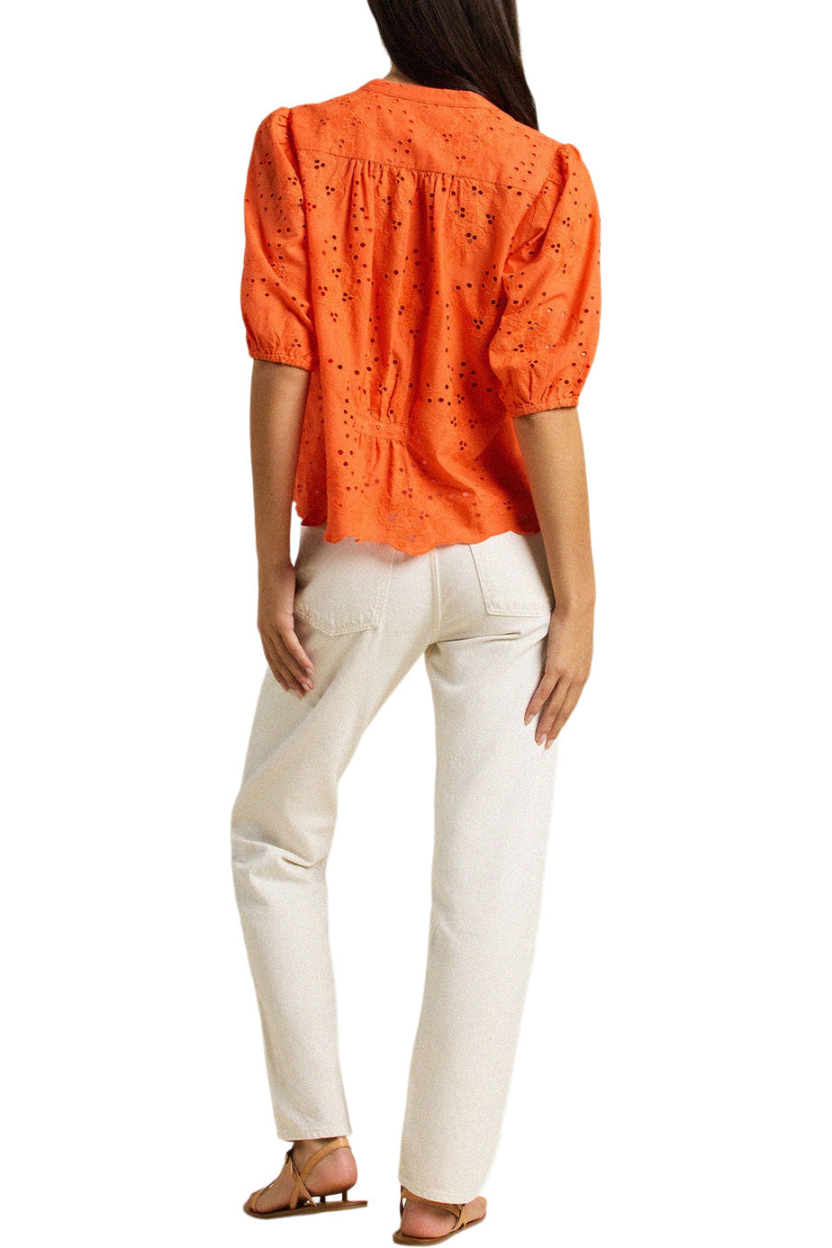 Trovata Birds of Paradis Loren Blouse in Vermillion Eyelet