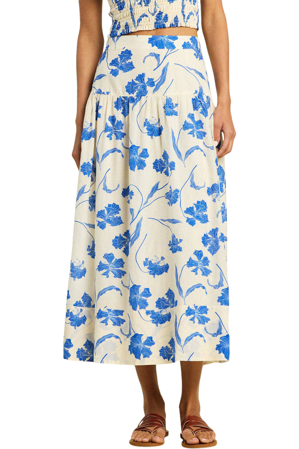 Trovata Birds of Paradis Lydia Skirt in Blue Iris