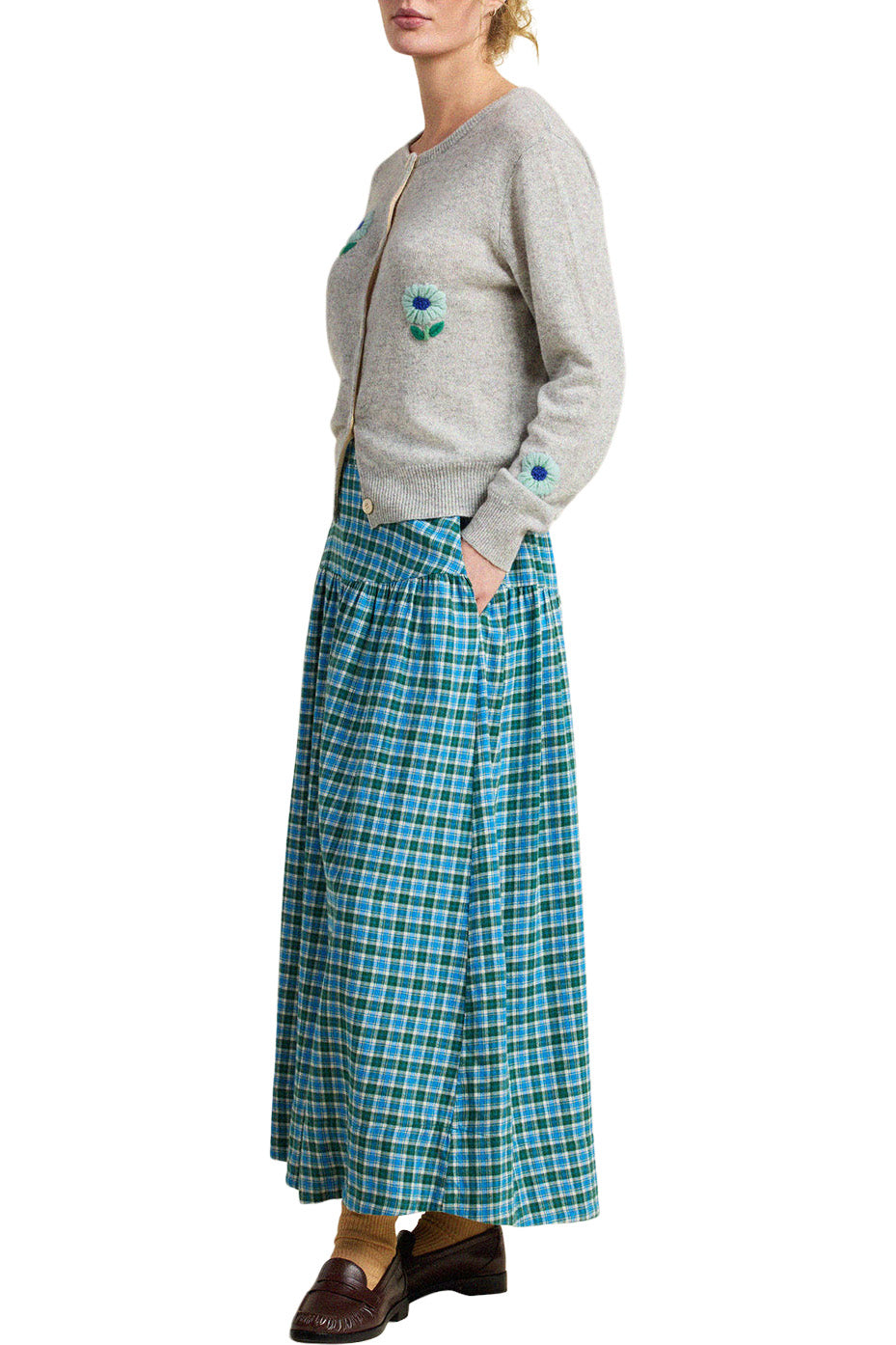 Trovata Birds of Paradis Lydia Skirt in Fogline Plaid