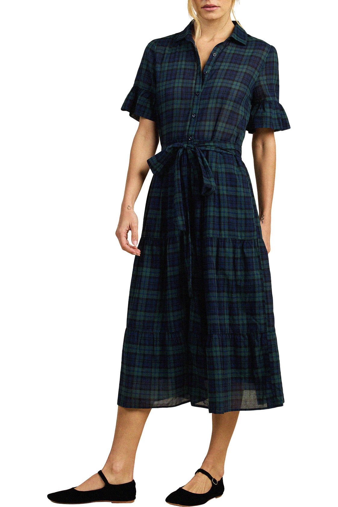 Trovata Birds of Paradis Martiana Dress in Spruce Plaid