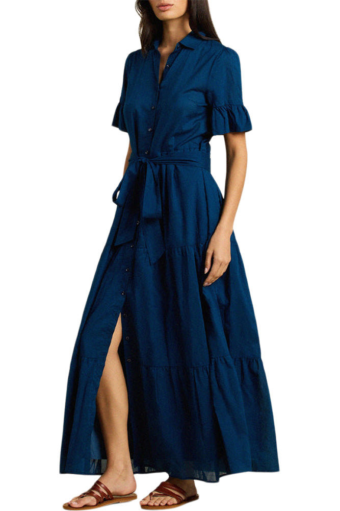 Trovata Birds of Paradis Martine Dress in Laguna Navy