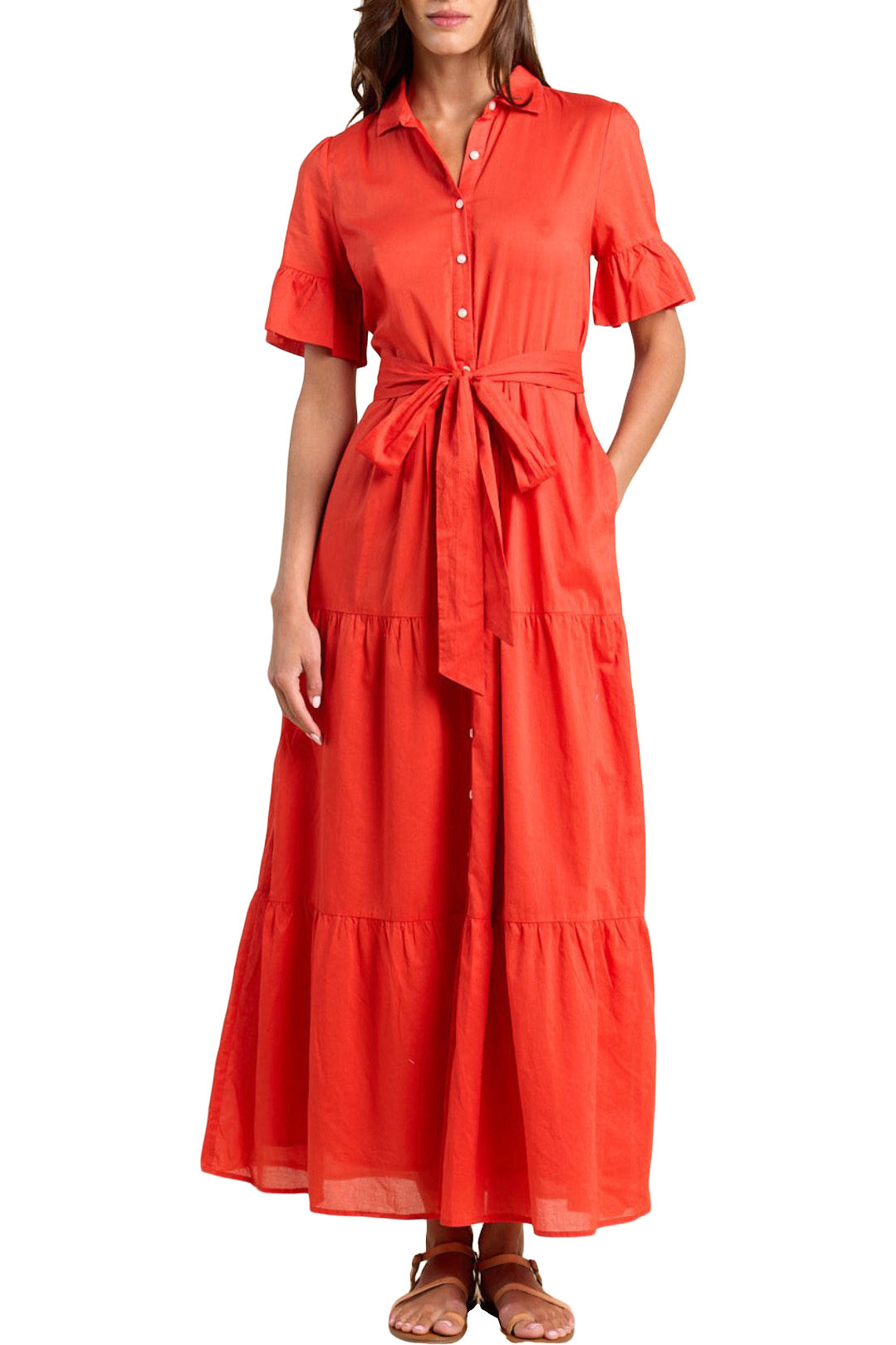 Trovata Birds of Paradis Martine Dress in Tomato
