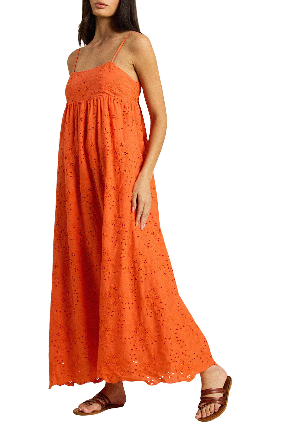 Trovata Birds of Paradis Mirela Dress in Vermillion Eyelet