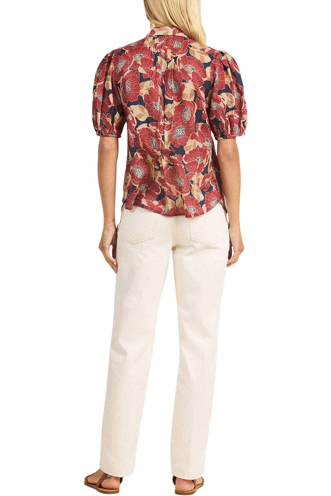 Trovata Birds of Paradis Nadine Blouse in Oleander Rouge