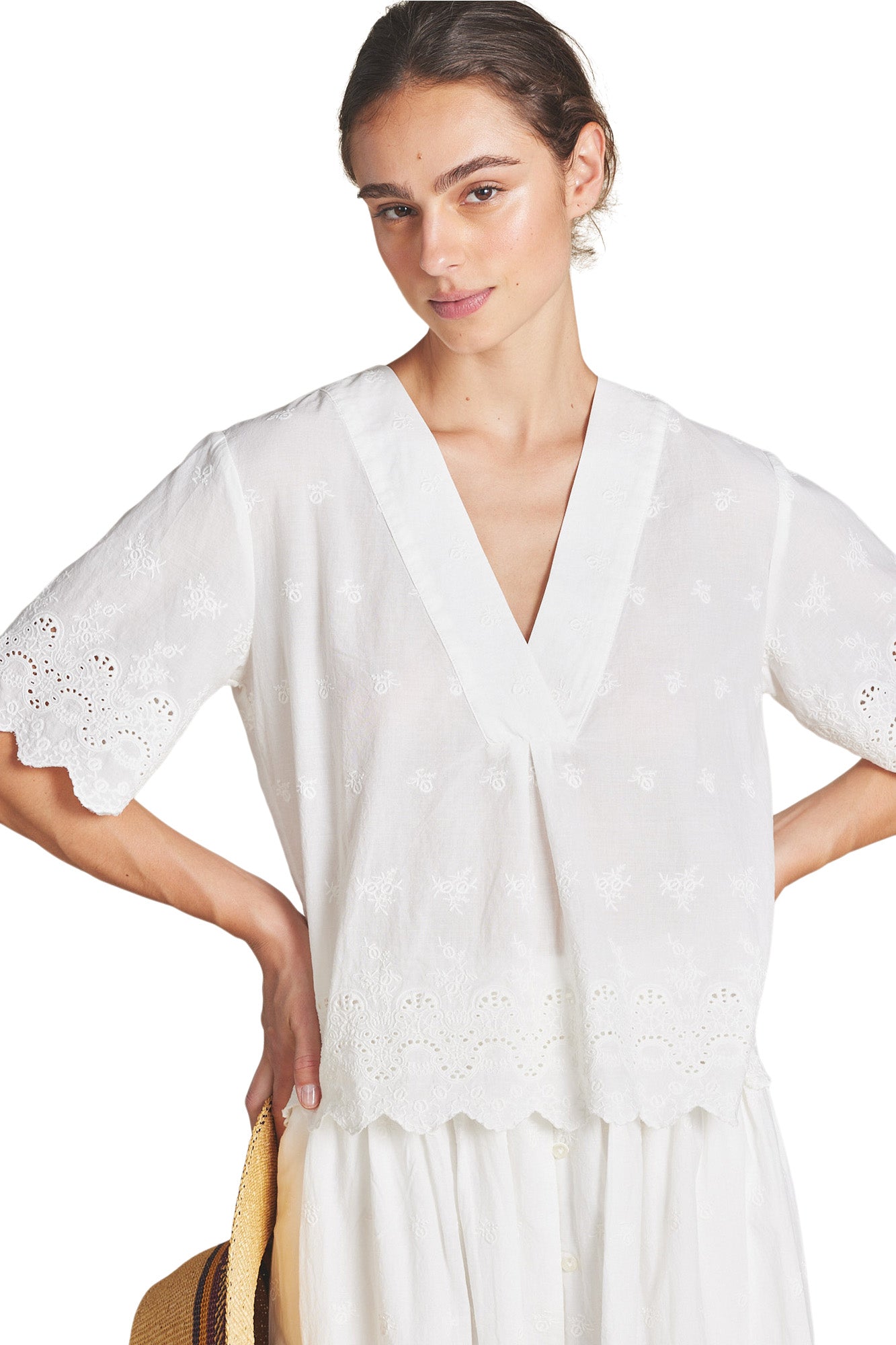 Trovata Birds of Paradis Neve Shirt in Broderie Anglaise