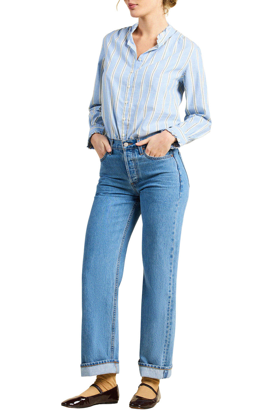 Trovata Birds of Paradis Rumi Blouse in Tahoe Stripe
